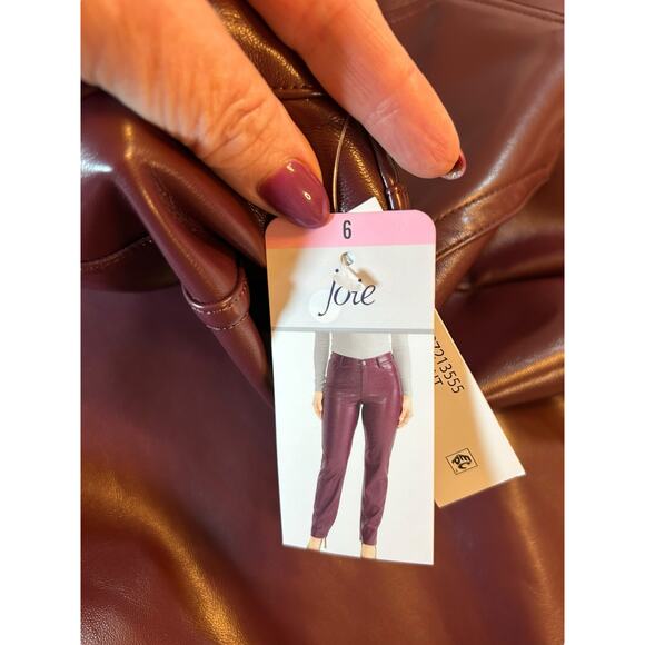 NWT Joie Burgundy Faux Leather Pant - Size 6 - Picture 13 of 14